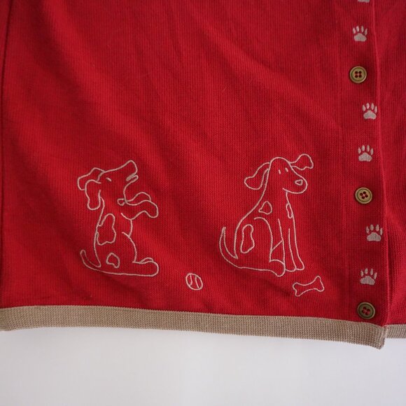 VTG CJ Banks Red Dog Embroidered Button Cardigan Whimsical Grandmacore 1X - Picture 6 of 10